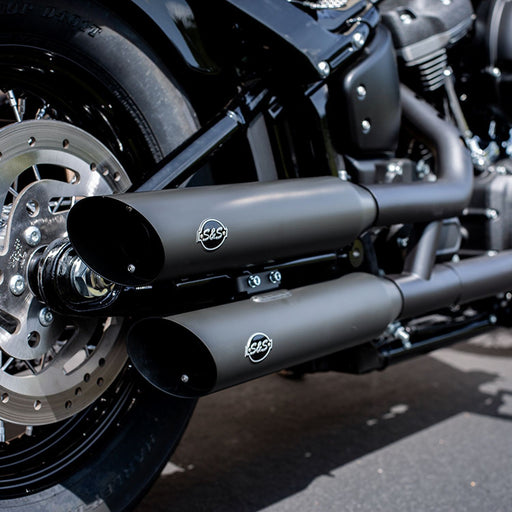 S&S CYCLE SLASH CUT SLIP-ONS for M8 SOFTAIL® MODELS—Black - 550-0752B - PartsOutlet.com.au