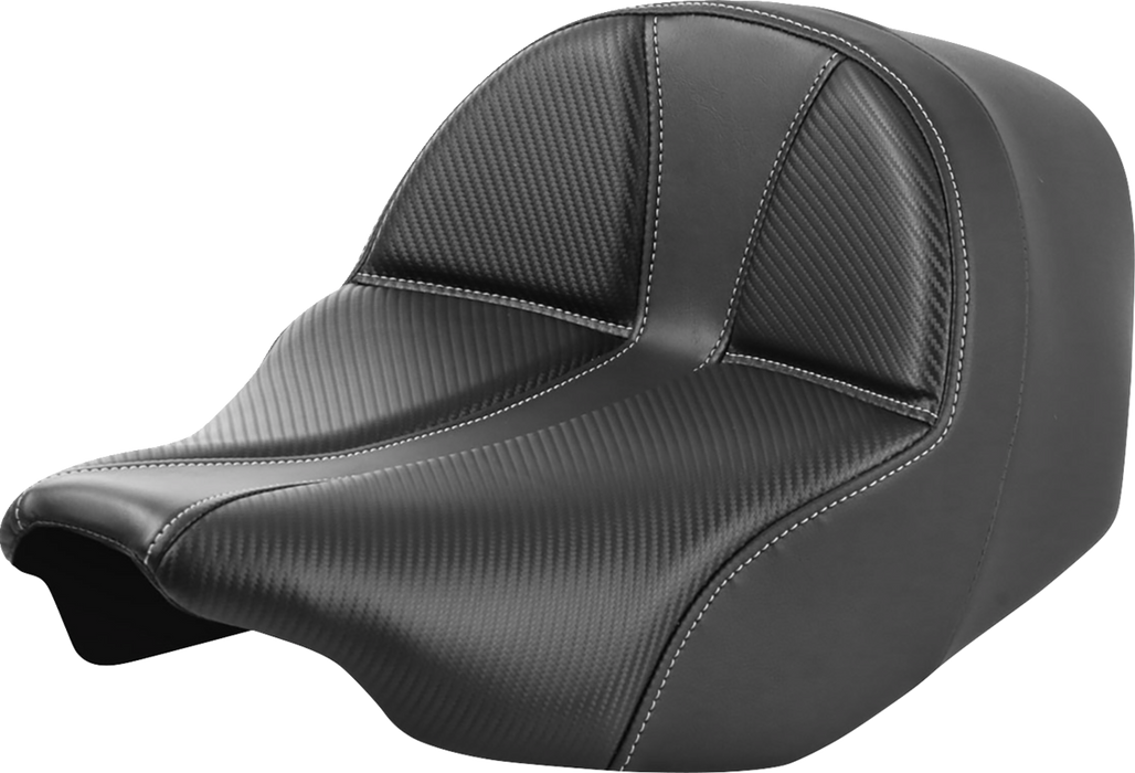 SADDLEMEN Dominator Solo Seat - Carbon Fiber w/ Silver Stitch - FLT/FLH '23-'24 - 823-07-0042 - PartsOutlet.com.au