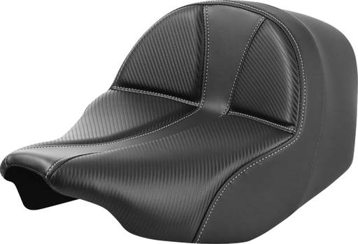 SADDLEMEN Dominator Solo Seat - Carbon Fiber w/ Silver Stitch - FLT/FLH '23-'24 - 823-07-0042 - PartsOutlet.com.au