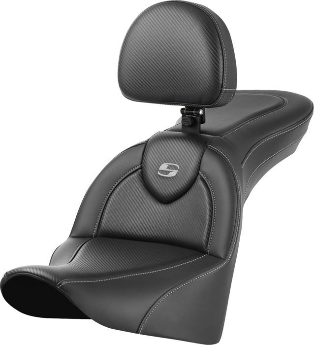 SADDLEMEN Roadsofa Seat - with Backrest - Carbon Fiber 818-33-185BR - PartsOutlet.com.au