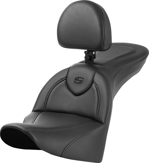 SADDLEMEN Roadsofa Seat - with Backrest - Plain 818-33-187BR - PartsOutlet.com.au