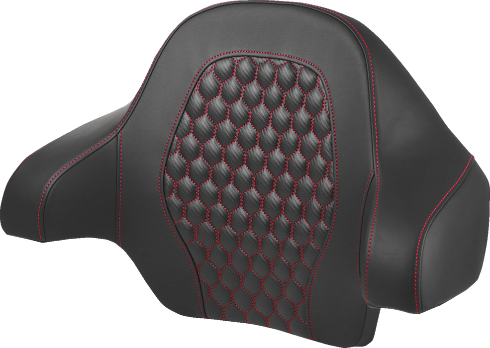 SADDLEMEN Tour Pack Backrest Pad - Honeycomb - Red Stitching - FL '14-'24 814-07-15104 - PartsOutlet.com.au