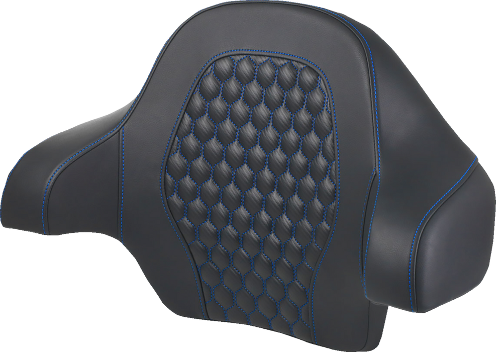 SADDLEMEN Tour Pack Backrest Pad - Honeycomb - Blue Stitching - FL '14-'24 - 814-07-15101 - PartsOutlet.com.au