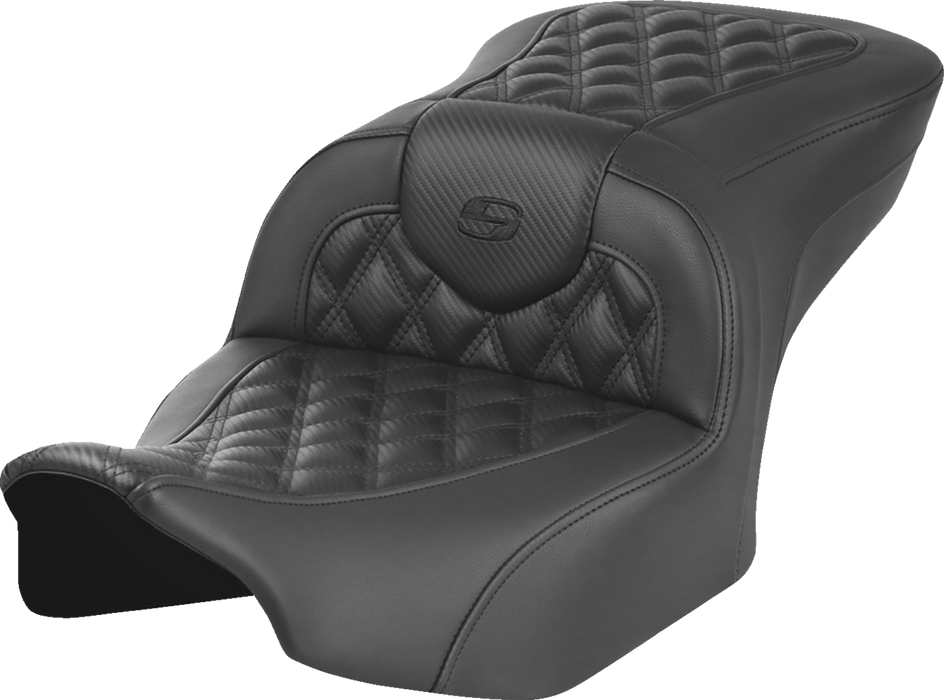 SADDLEMEN RoadSofa Seat - without Backrest - Carbon Fiber - Lattice Stitch - FLTR/FLHX '23-'24 - 823-07-20600 - PartsOutlet.com.au