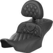 SADDLEMEN Roadsofa Extended Reach Seat - with Backrest - Carbon Fiber - Lattice Stitch - FLTR/FLHX '23-'24 - 823-07-207B0 - PartsOutlet.com.au