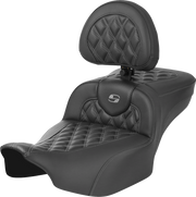 SADDLEMEN Roadsofa Extended Reach Seat - without Backrest - Lattice Stitch - Gray Stitch - FLTR/FLHX '23-'24 - 823-07-207B2 - PartsOutlet.com.au