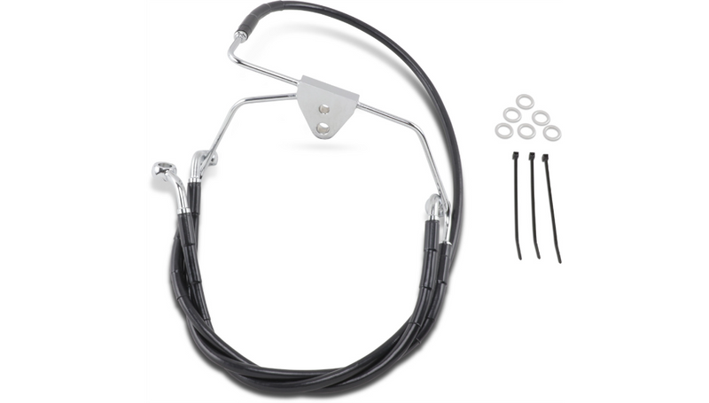 DRAG SPECIALTIES Brake Line - Front - Black - +4" - FLH '96-'07 - 660411-4BLK