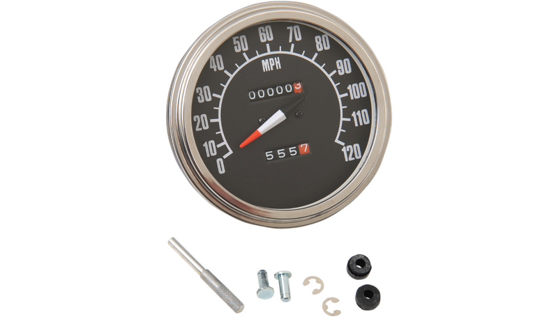 DRAG SPECIALTIES 5" MPH FL-Style 1:1 Speedometer - Black Face - Harley-Davidson '62-'83 - 70847M