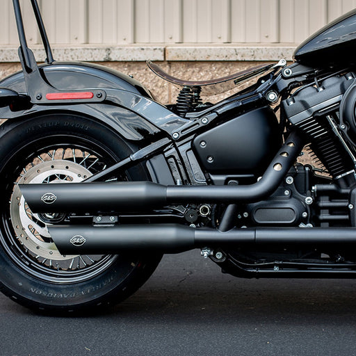 S&S CYCLE SLASH CUT SLIP-ONS for M8 SOFTAIL® MODELS—Black - 550-0752B - PartsOutlet.com.au