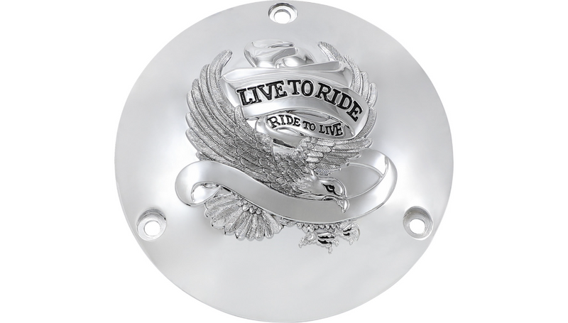 DRAG SPECIALTIES 3 Hole Chrome - Harley-Davidson 1969-1999 - Live to Ride Derby Cover 33-0010CA - PartsOutlet.com.au