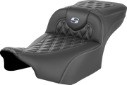 SADDLEMEN Roadsofa Extended Reach Seat - without Backrest - Lattice Stitch - Silver Stitch - FL/FX '23-'24 - 823-07-20705 - PartsOutlet.com.au