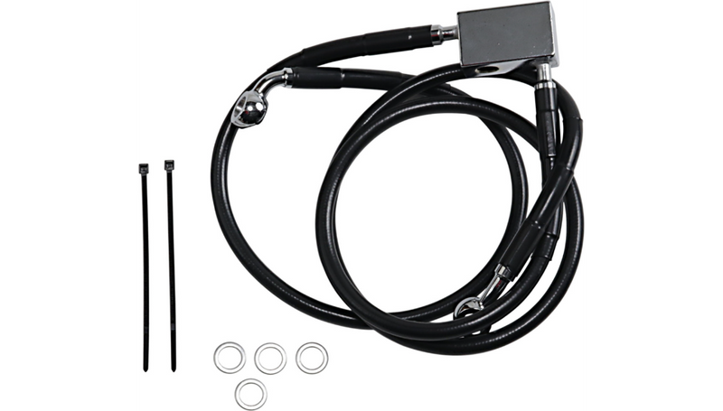 DRAG SPECIALTIES Brake Line - Rear - Black - +3" - Softail '00-'03 - 640221-3BLK