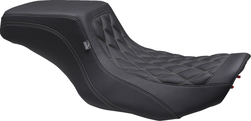 MUSTANG One Piece 2-Up Squareback Seat - Double Diamond - Gunmetal Stitch - FLH/FLT '23-'24 88416GM