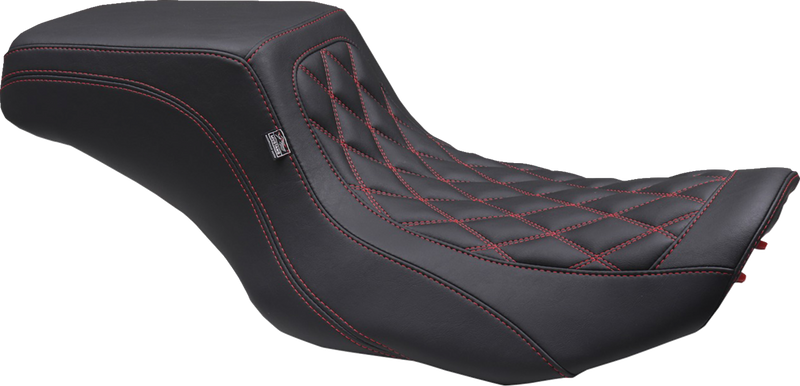 MUSTANG One Piece 2-Up Squareback Seat - Double Diamond - Black Cherry Stitch - FLH/FLT '23-'24 88416DC