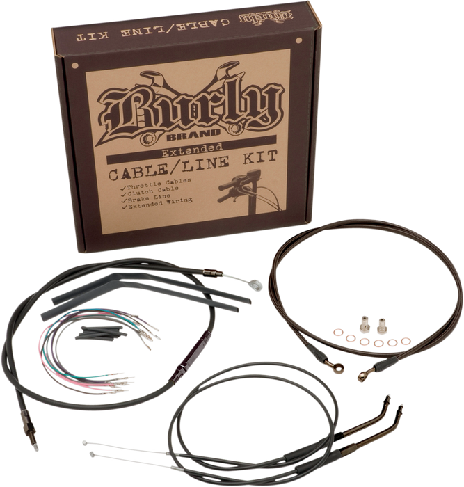 BURLY BRAND Control Kit - 16" Ape Hanger Handlebars - Harley-Davidson '07-'11 - B30-1041