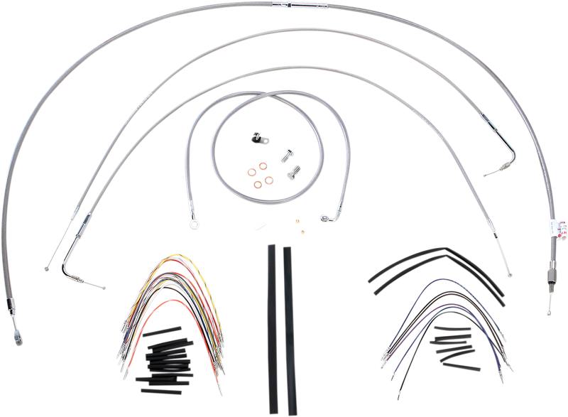 BURLY BRAND Handlebar Cable/Brake Line Kit - Complete - 16" Ape Hanger Handlebars - Stainless Steel - Softail '00-'06 - B30-1055