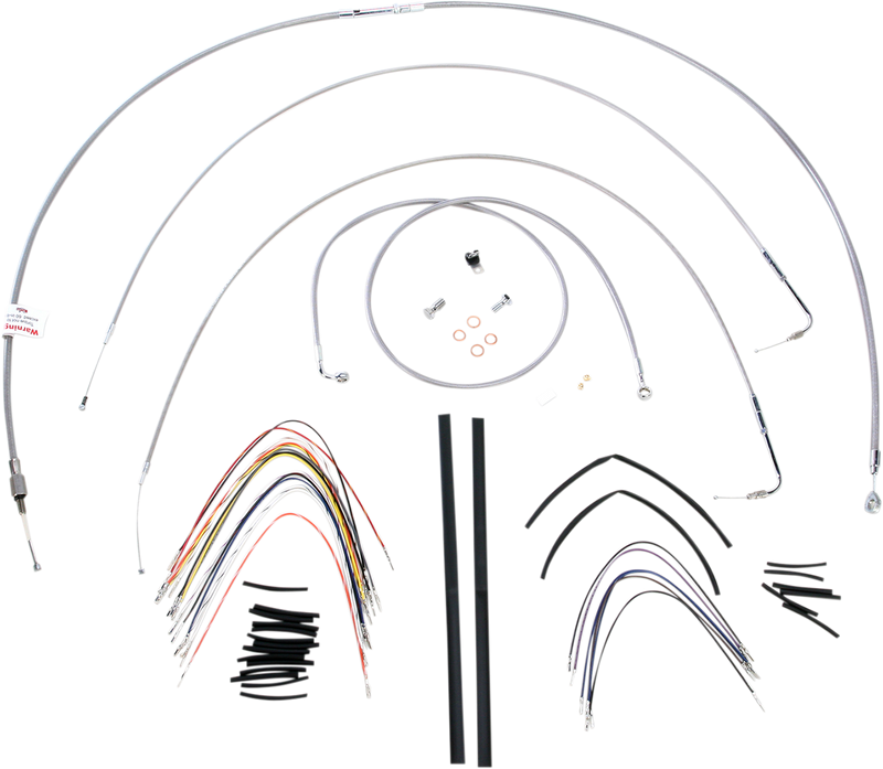 BURLY BRAND Handlebar Cable/Brake Line Kit - Complete - 18" Ape Hanger Handlebars - Stainless Steel - Softail '07-'10 - B30-1060