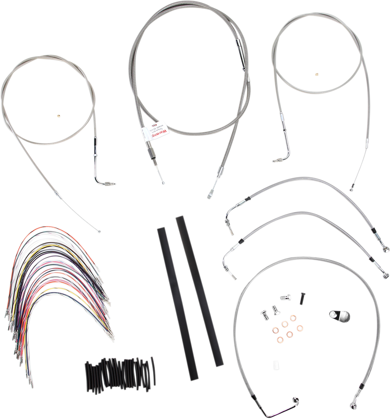 BURLY BRAND Handlebar Cable/Brake Line Kit - Complete - 16" Ape Hanger Handlebars - Stainless Steel - Harley-Davidson '97-'99 - B30-1077