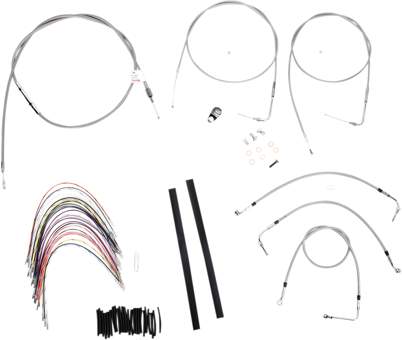 BURLY BRAND Handlebar Cable/Brake Line Kit - Complete - 16" Ape Hanger Handlebars - Stainless Steel - Harley-Davidson '00-'06 - B30-1080