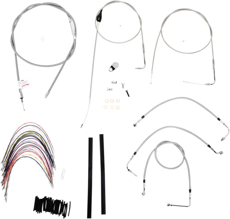 BURLY BRAND Handlebar Cable/Brake Line Kit - Complete - 16" Ape Hanger Handlebars - Stainless Steel - Harley-Davidson '00-'06 - B30-1083