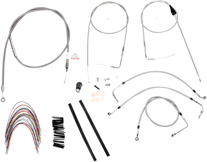 BURLY BRAND Handlebar Cable/Brake Line Kit - Complete - 14" Ape Hanger Handlebars - Stainless Steel - Harley-Davidson 2007 - B30-1088