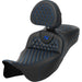 SADDLEMEN RoadSofa Seat - Honeycomb - Blue Stitch - with Backrest - FLH/FLT '08-'23 A808-07R-189BLU - PartsOutlet.com.au