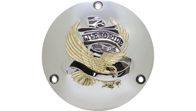 DRAG SPECIALTIES 3 Hole Gold - Harley-Davidson 1969-1999 - Live to Ride Derby Cover 33-0010DA - PartsOutlet.com.au