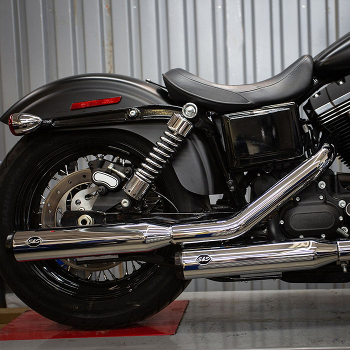 S&S CYCLE GRAND NATIONAL® SLIP-ONS 1995–2009 DYNA® MODELS with STAGGERED EXHAUST–Chrome - 550-0719 - PartsOutlet.com.au