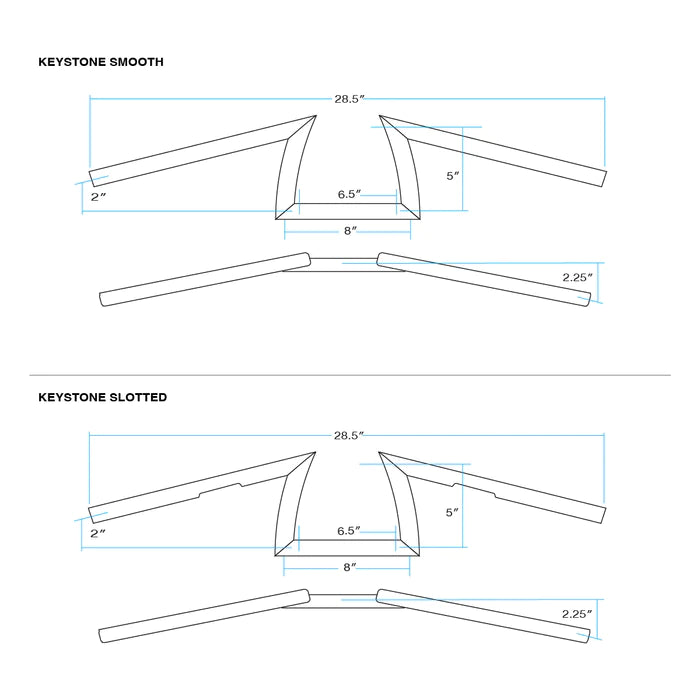 BILTWELL Handlebar - Keystone - Chrome - SLOTTED - 6001-1056 - PartsOutlet.com.au