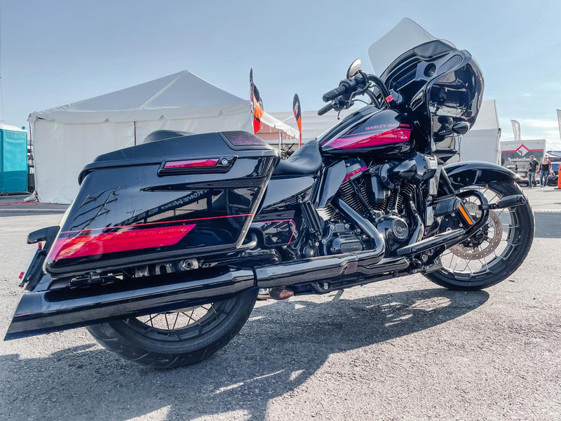 KHROME WERKS 4-1/2" HP-Plus Slip-On Mufflers - Obsidian Gloss Black - Tracer Tip - FL 2017+ - 202640