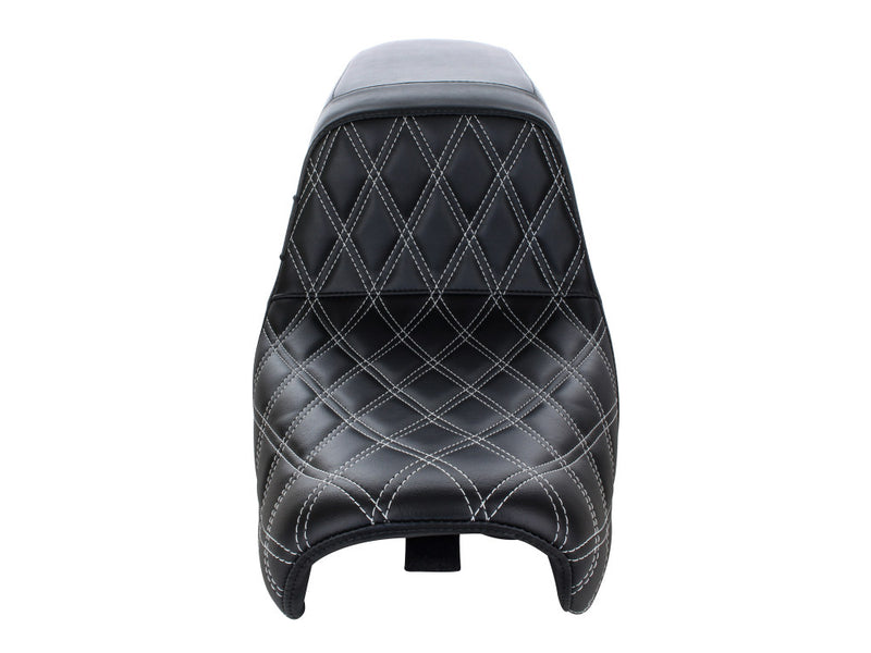 LE PERA Kickflip Dual Seat With White Double Diamond Stitch. Fits Dyna 2006-2017 - LK-591DDW - PartsOutlet.com.au