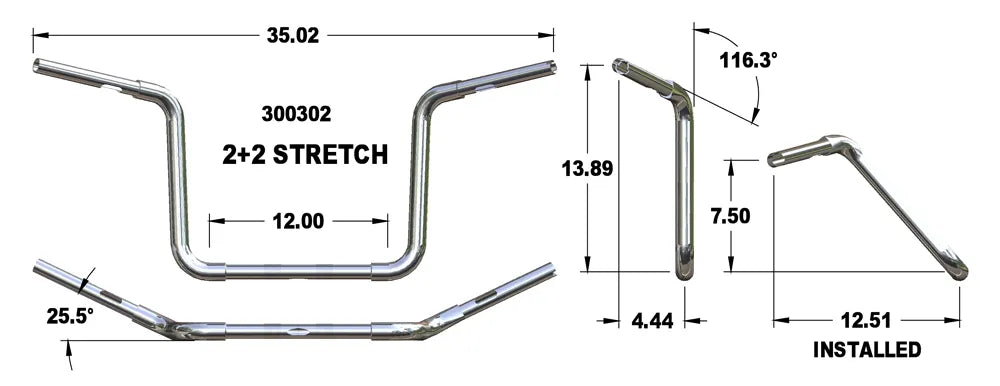 KHROME WERKS Handlebar - Extended - Chrome 300302