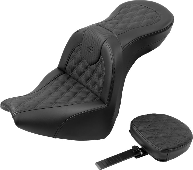 SADDLEMEN Roadsofa Seat with Backrest - Lattice Stitch - FXBR/S '18-'22 - 818-31-182BR