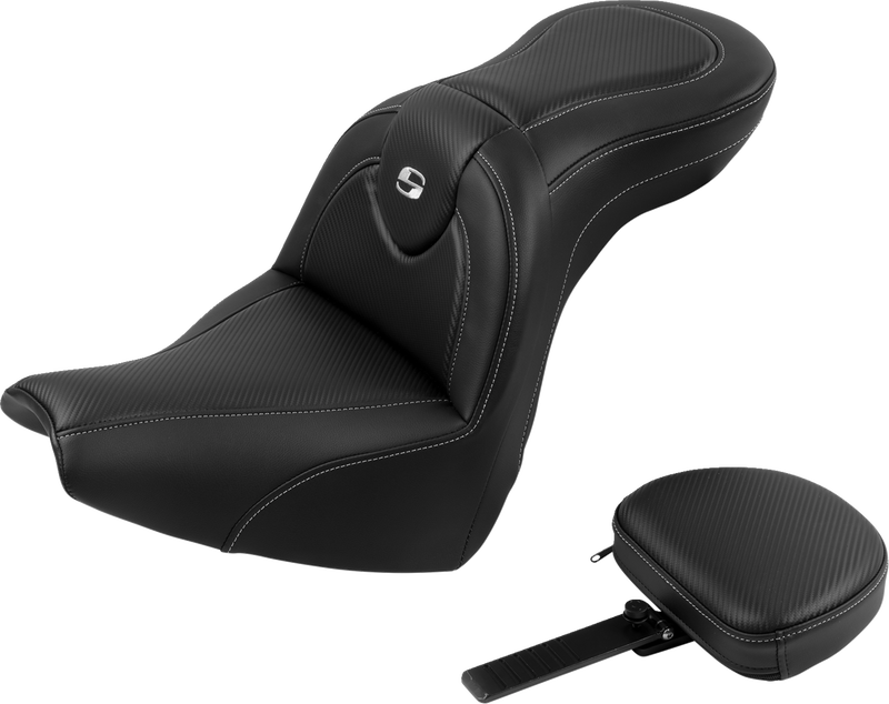 SADDLEMEN Roadsofa Seat with Backrest - Carbon Fiber - FXBR/S '18-'22 - Part - 818-31-185BR