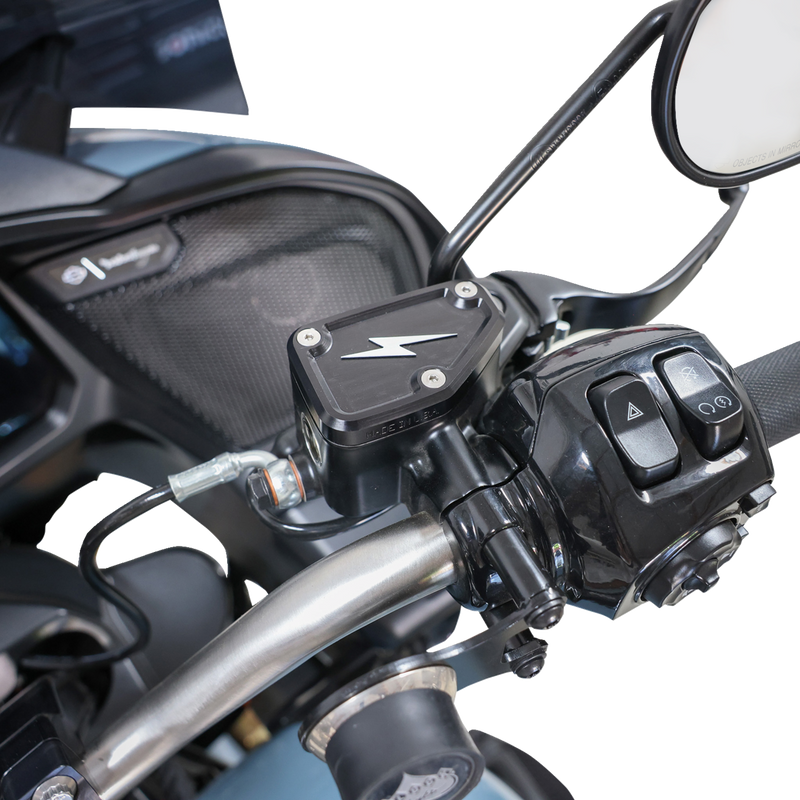 THRASHIN SUPPLY CO. Master Cylinder Cover - Brake - Front - Black/Twice-Cut TSC-3178-4