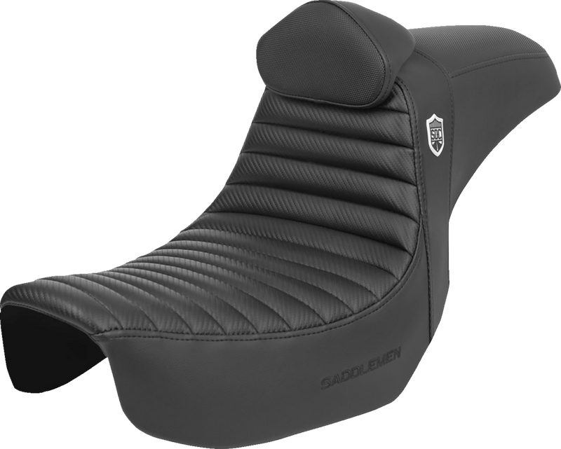 SADDLEMEN Pro Series SDC Performance Seat with Backrest - Tuck-n-Roll/Carbon Fiber - Dyna '06-'17 - SC80604TB