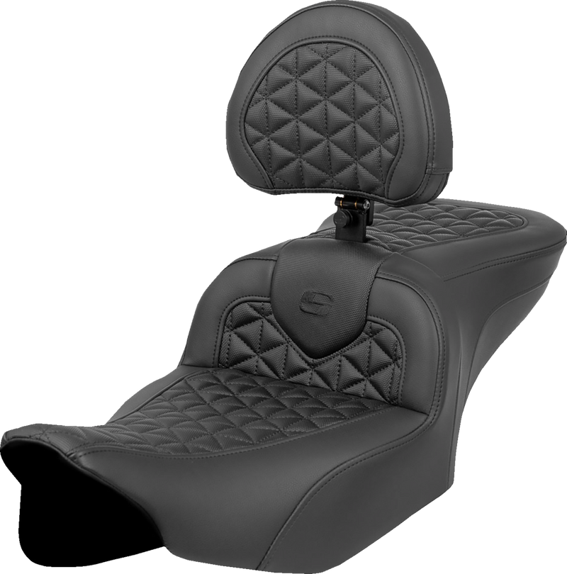SADDLEMEN RoadSofa Tri Gripper Seat with Backrest - Standard Reach - FLH/FLT '23-'25 - 823-07-210B0
