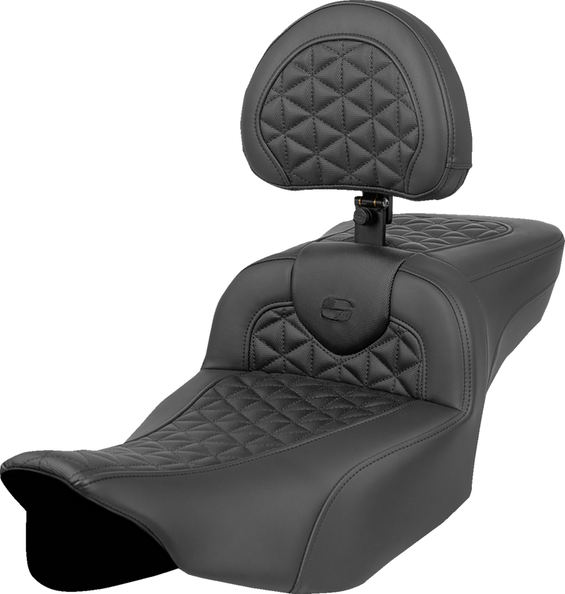 SADDLEMEN RoadSofa Tri Gripper Seat - Extended Reach with Backrest - FLH/FLT '23-'25 - 823-07-211B0