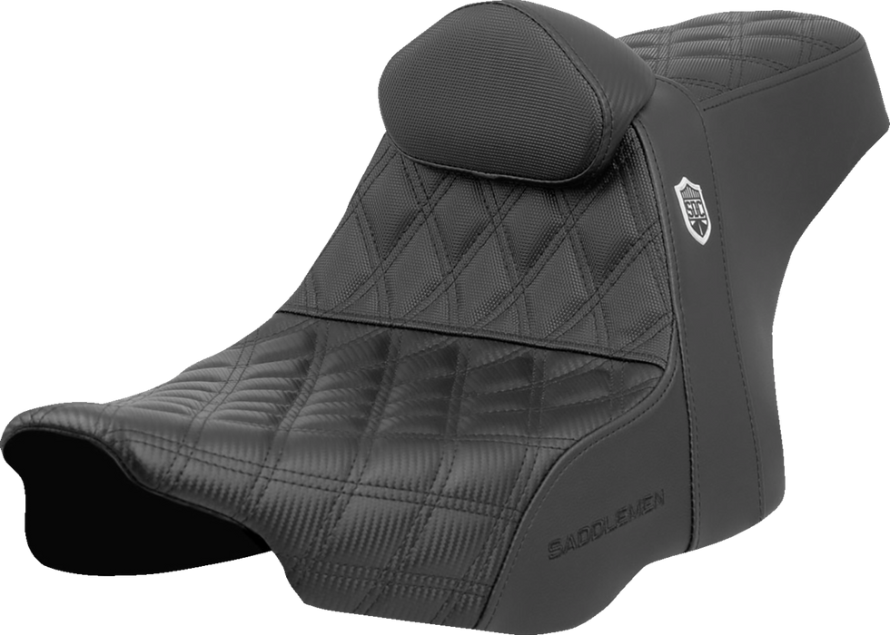 SADDLEMEN Pro Series SDC Performance Seat - SC82307DB0 - Lattice Stitch with Backrest for FLH/FLT '23-'24