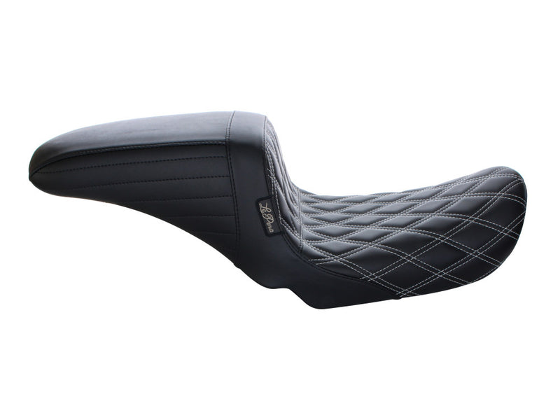 LE PERA Kickflip Dual Seat With White Double Diamond Stitch. Fits Dyna 2006-2017 - LK-591DDW - PartsOutlet.com.au