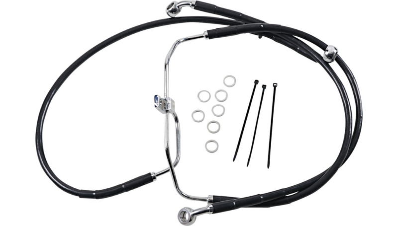 DRAG SPECIALTIES Brake Line - Front - Black - +4" - FXDF '08-'17 - 660325-4BLK