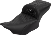 SADDLEMEN Roadsofa* Extended Reach Seat - with Backrest - Honeycomb - Dark Gray Stitch - FLTR/FLHX '23-'24 823-07-190B2