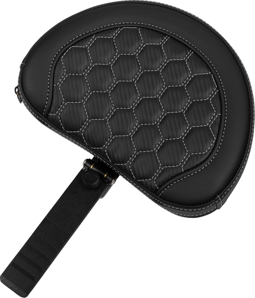 SADDLEMEN Roadsofa* Extended Reach Seat - with Backrest - Honeycomb - Silver Stitch - FLTR/FLHX '23-'24 823-07-190B5