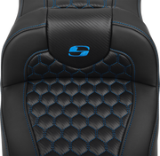 SADDLEMEN Roadsofa* Extended Reach Seat - with Backrest - Honeycomb - Blue Stitch - FLTR/FLHX '23-'24 823-07-190B1