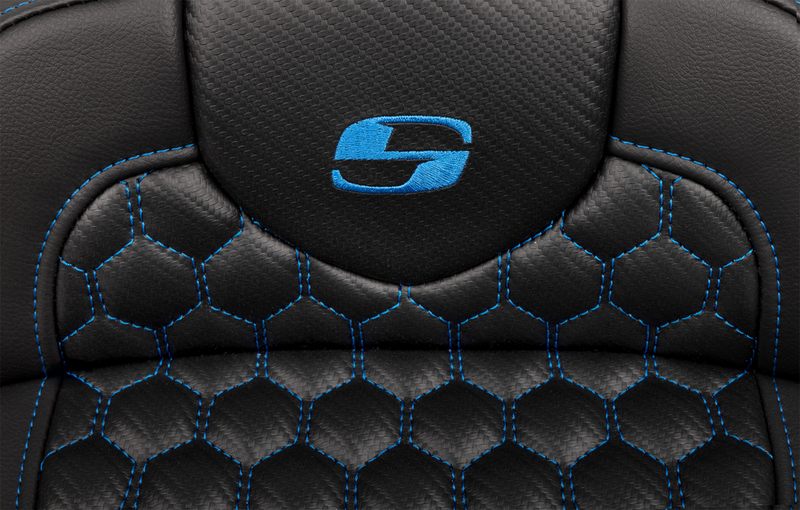 SADDLEMEN Roadsofa* Extended Reach Seat - with Backrest - Honeycomb - Blue Stitch - FLTR/FLHX '23-'24 823-07-190B1