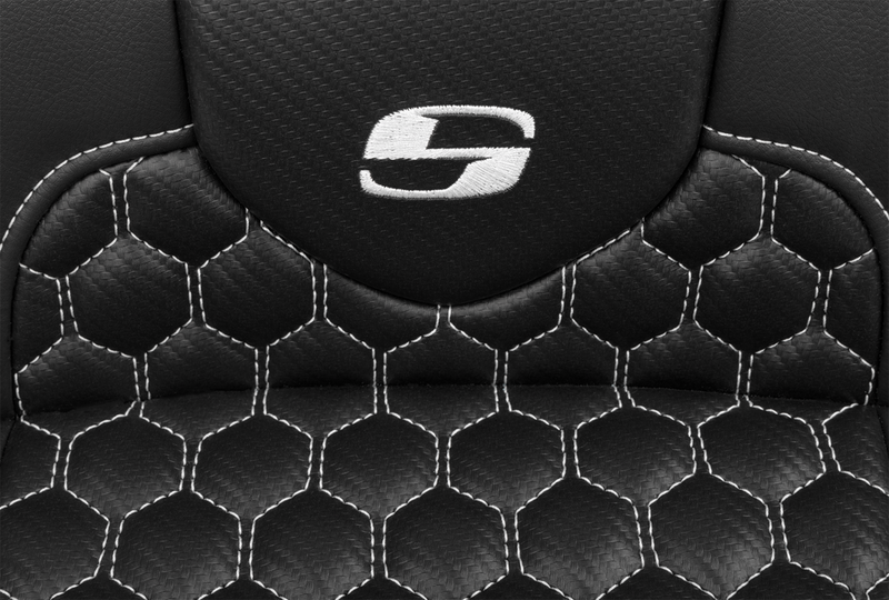 SADDLEMEN Roadsofa* Extended Reach Seat - with Backrest - Honeycomb - White Stitch - FLTR/FLHX '23-'24 823-07-190B6