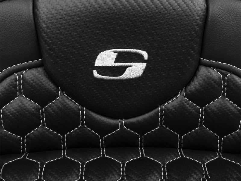 SADDLEMEN Roadsofa* Extended Reach Seat - with Backrest - Honeycomb - Silver Stitch - FLTR/FLHX '23-'24 823-07-190B5