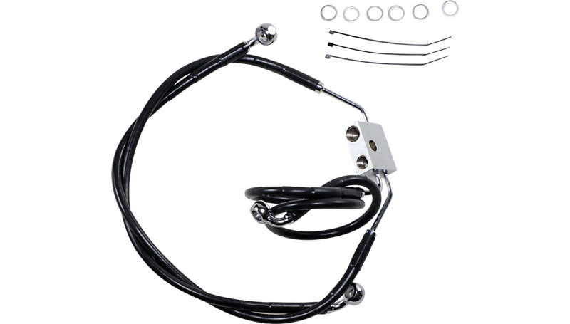 DRAG SPECIALTIES Brake Line - Front - Black - +4" - FXDF '12-'17 - 612137-4BLK