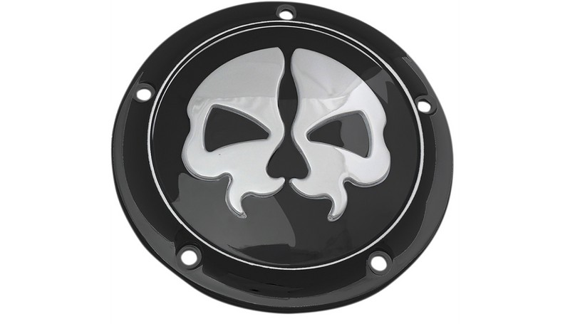 DRAG SPECIALTIES Split Skull Derby Cover - Harley-Davidson 1999-2018 - Black - 5-Hole 78043B - PartsOutlet.com.au