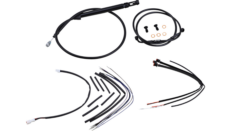 BURLY BRAND Cable Kit - Jail Bar - 12" Handlebars - Softail '18-'24 - Black Vinyl B30-1257